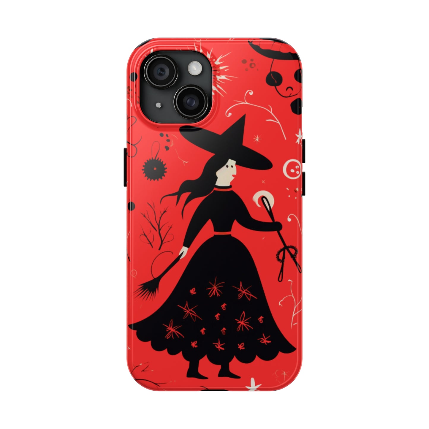 Red Dark Forest Witch Tough iPhone Cases | Abstract Witchy Protective Phone Case | Impact-Resistant, Anti-Shock | iPhone 15