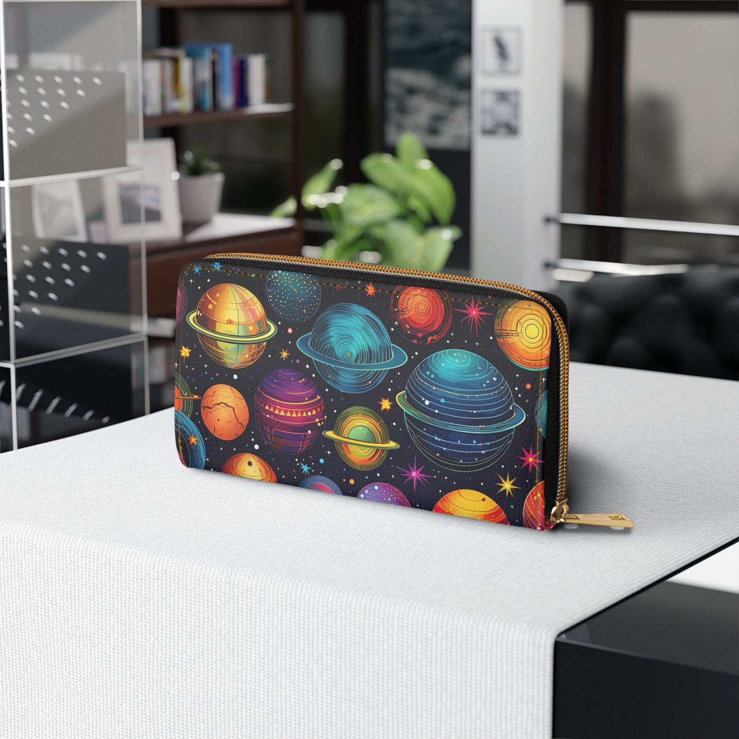 Celestial Planets Zipper Wallet | Cosmic, Starry, Astronomy Wallet Design