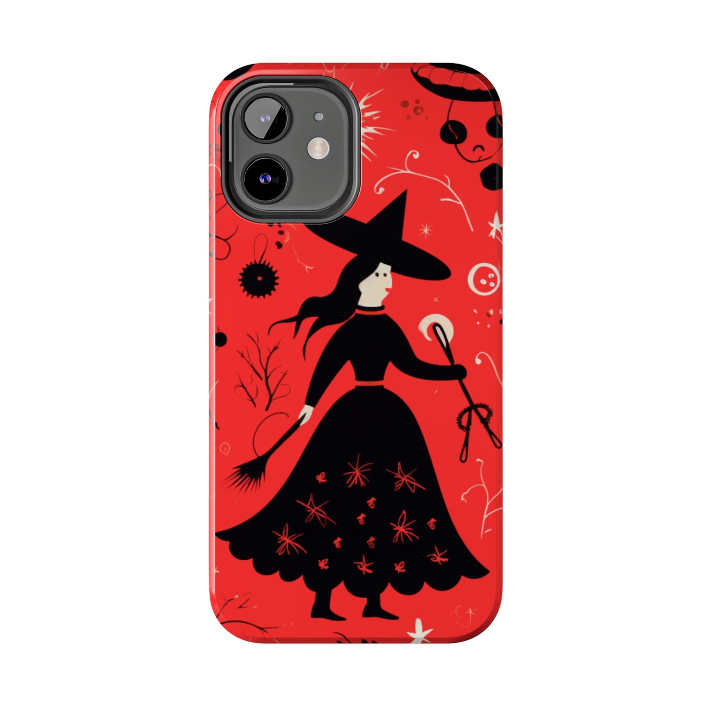 Red Dark Forest Witch Tough iPhone Cases | Abstract Witchy Protective Phone Case | Impact-Resistant, Anti-Shock | iPhone 15