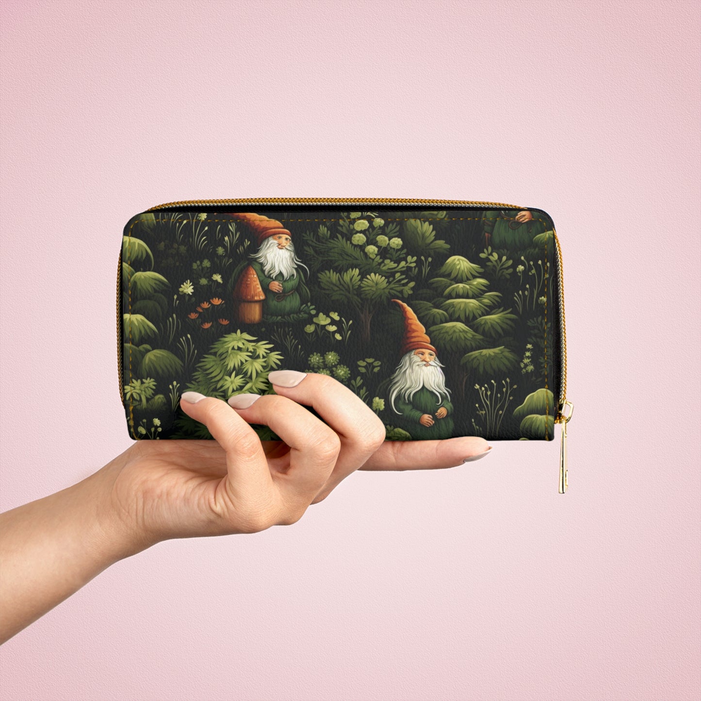 Happy Gnomes Wallet | Dark Forest Old Man Gnomes Sturdy Zipper Wallet