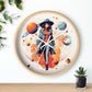 Celestial 'Astrogirl' Wall Clock | Spiritual, Divination, Astrology-themed Bedroom Decor and Accessories | Wooden Frame, Black & White