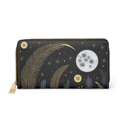 Celestial Moon Wallet | Mightnight Starry Sky Wallet Design