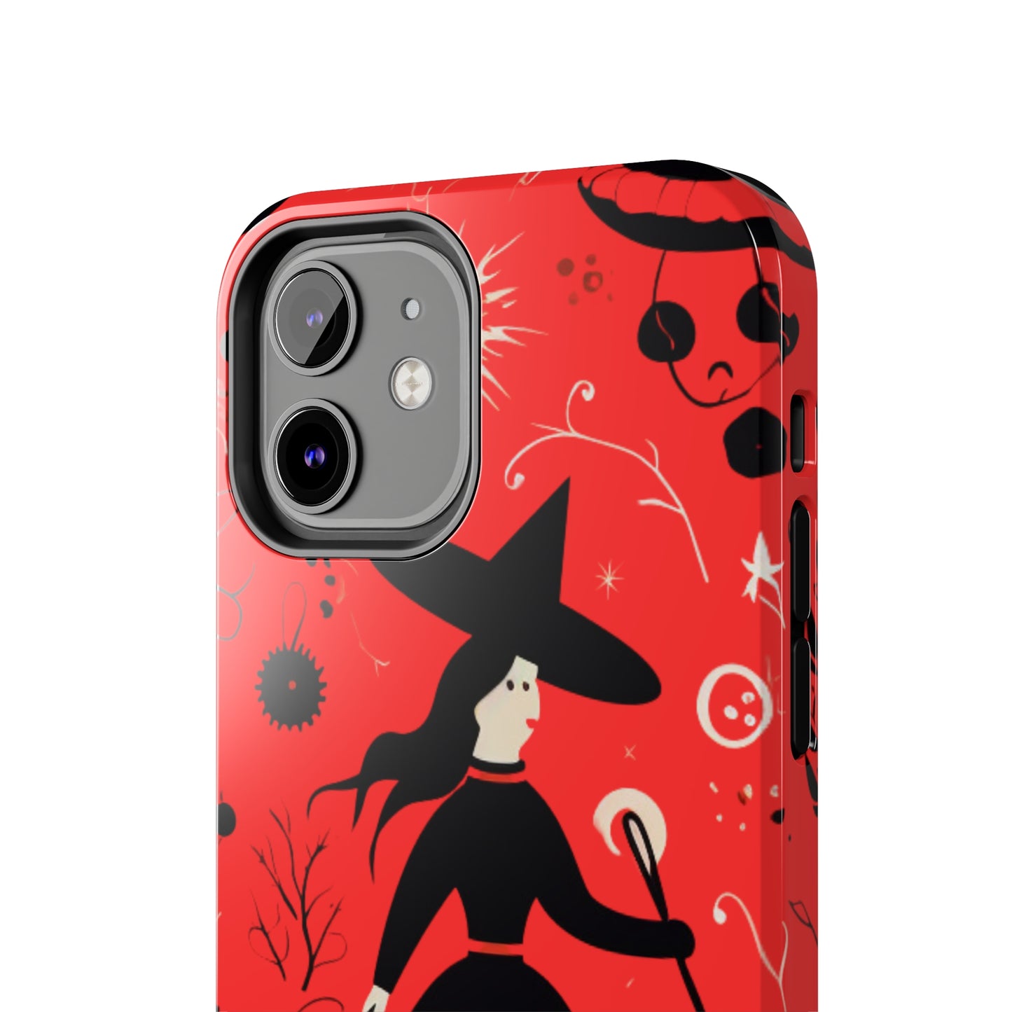 Red Dark Forest Witch Tough iPhone Cases | Abstract Witchy Protective Phone Case | Impact-Resistant, Anti-Shock | iPhone 15