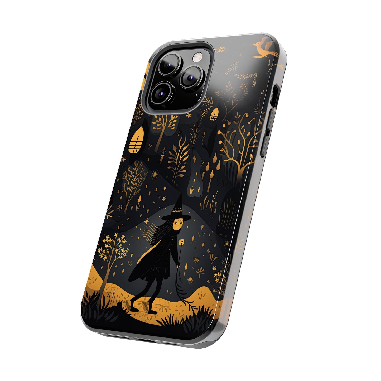 Dark Forest Witch Tough iPhone Cases | Baba Yaga in Creepy, Eerie Woods with a Broom | Impact-resistant, Shock-Absorbant | Premium Design