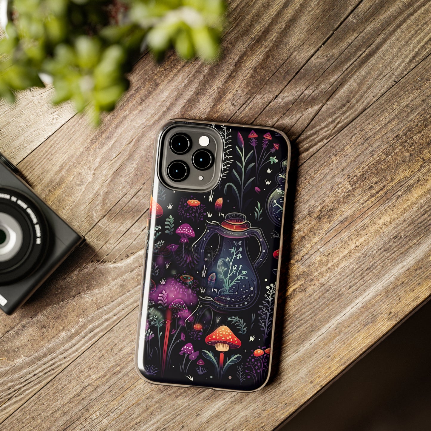 Fungi Mushroom Tough iPhone case | Witchy Dark Forest Aesthetic | Purple Foliage