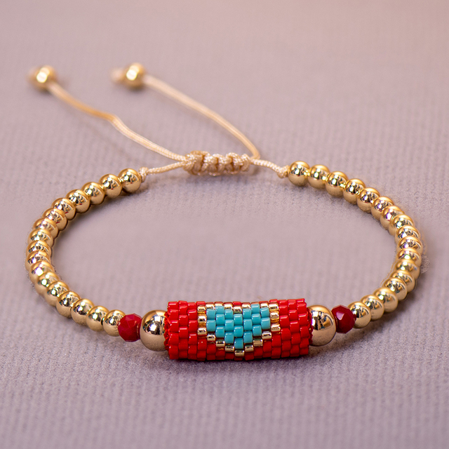 Gold Beaded Heart Bracelet