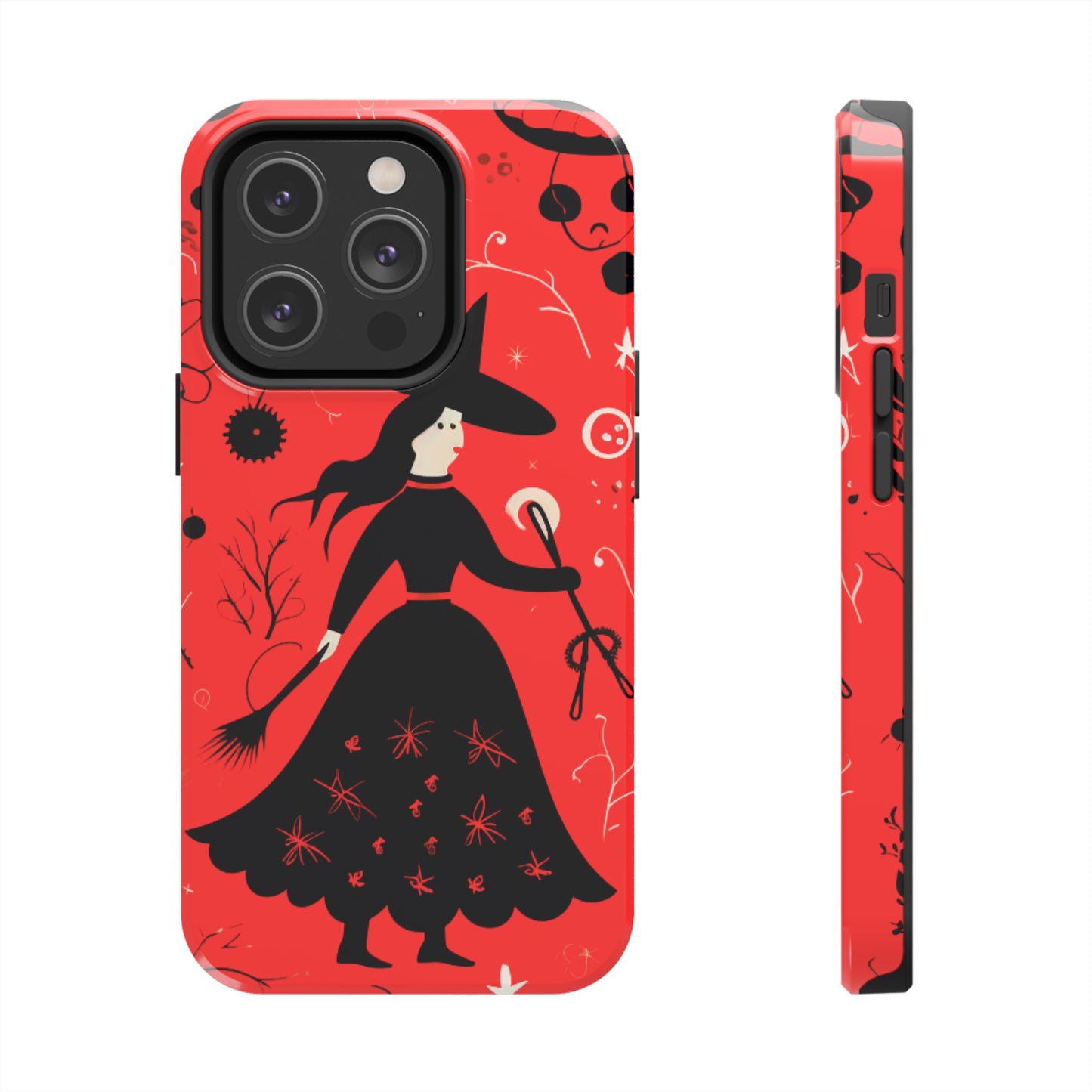 Red Dark Forest Witch Tough iPhone Cases | Abstract Witchy Protective Phone Case | Impact-Resistant, Anti-Shock | iPhone 15