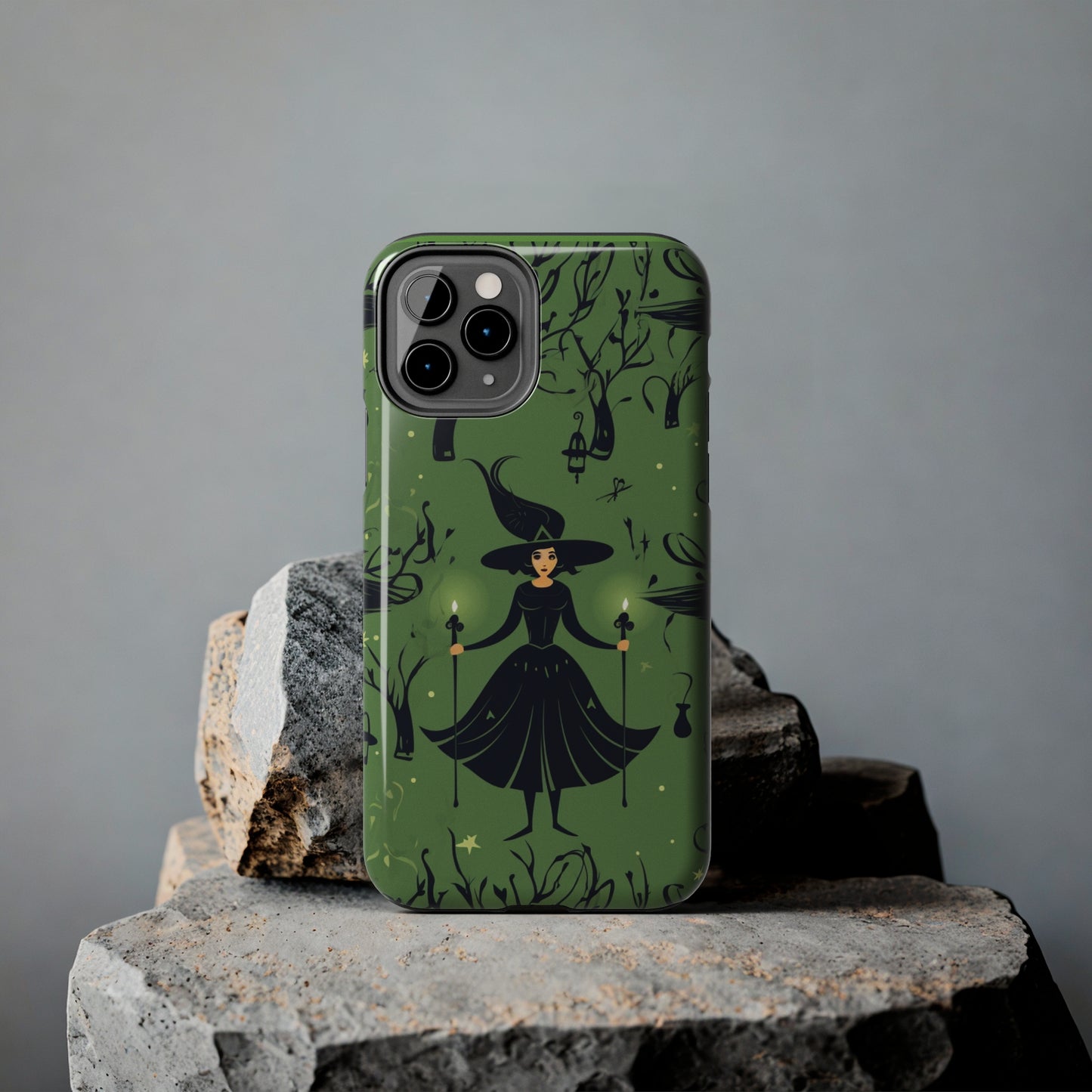 Dark Forest Witch Tough iPhone Cases | Green Witch Protective Phone Case | Impact-Resisant, Shock Absorbing | iPhone 15 All Models | Premium