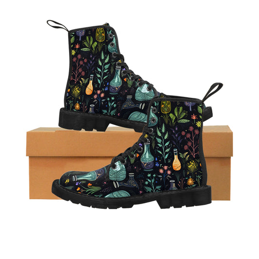 Dark Forest Women's Rubber Canvas Boots | Witchy, Potions, & Tinctures Design