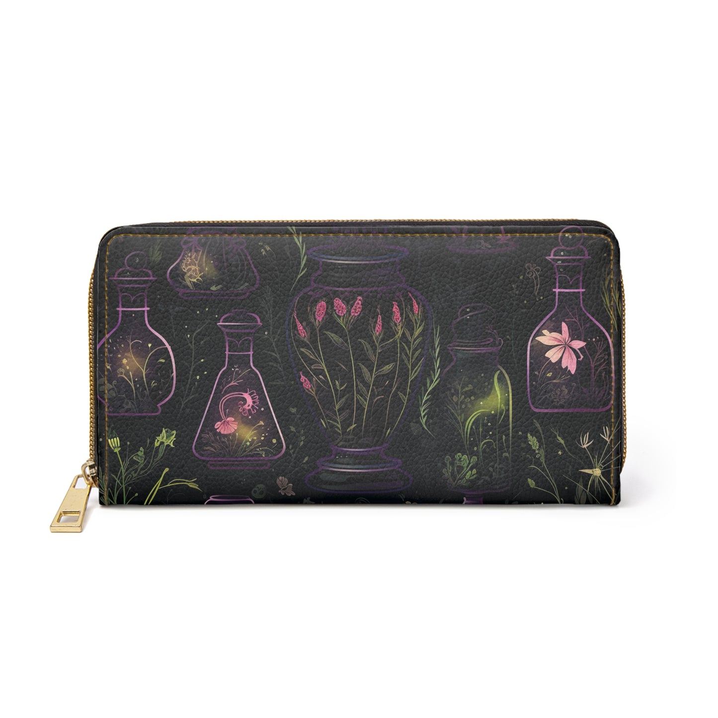 Dark Forest Skull Zipper Wallet | Witchy Tinctures in the Eerie Dark Forest Faux Leather Wallet