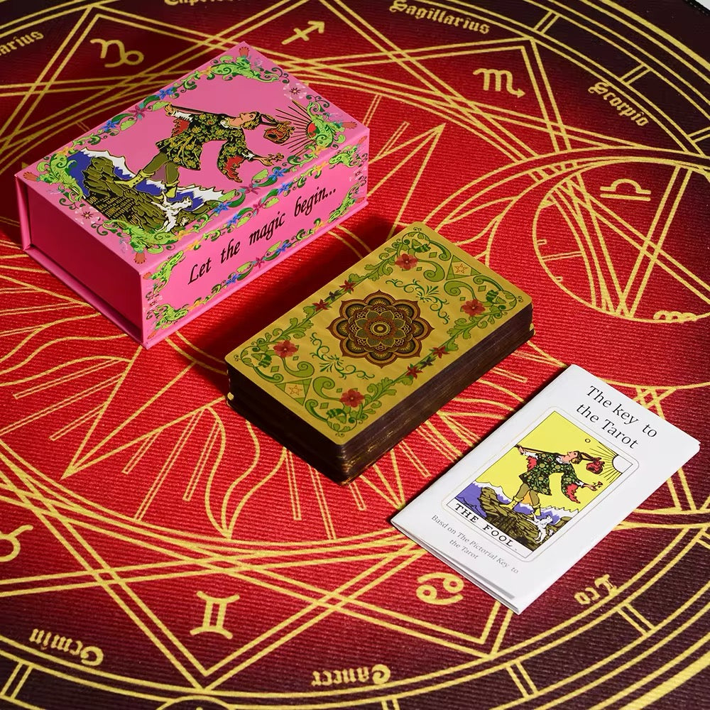 Floral - Starry Mandala (Gold, Black, Pink) Rider-Waite-Smith Tarot Deck