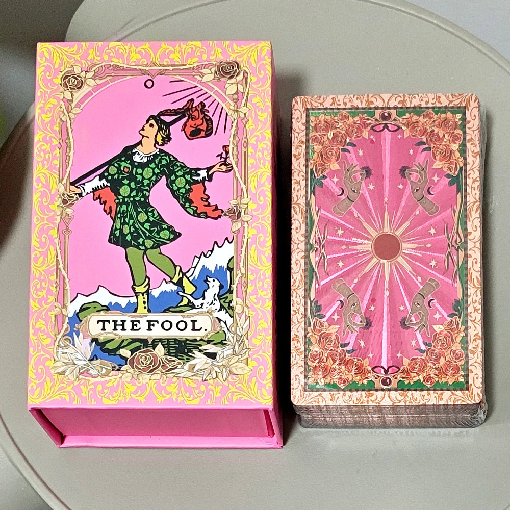 Witch's Pink Rose Crystal Tarot | 2026 Premium Rider-Waite-Smith Tarot Card Deck