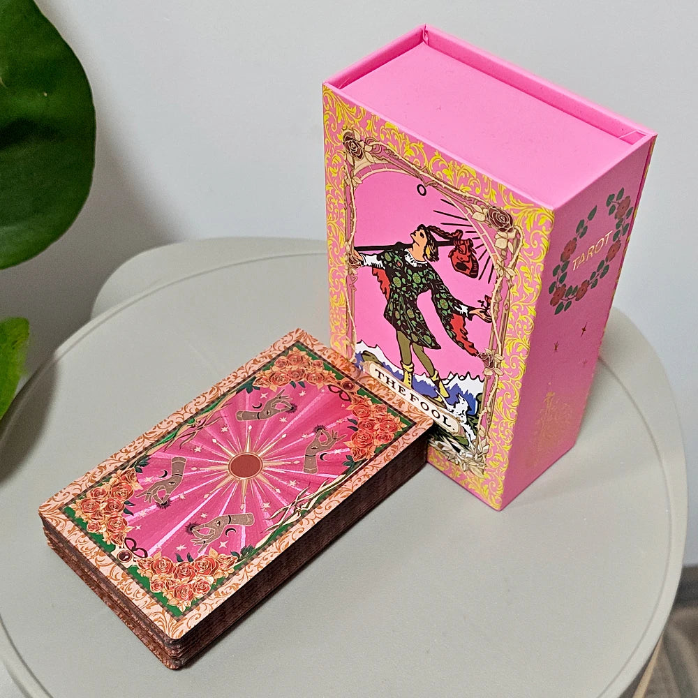 Witch's Pink Rose Crystal Tarot | 2026 Premium Rider-Waite-Smith Tarot Card Deck
