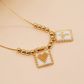 Beaded Heart and Cross Gold Necklace | Artistic Stainless Steel Jewlery