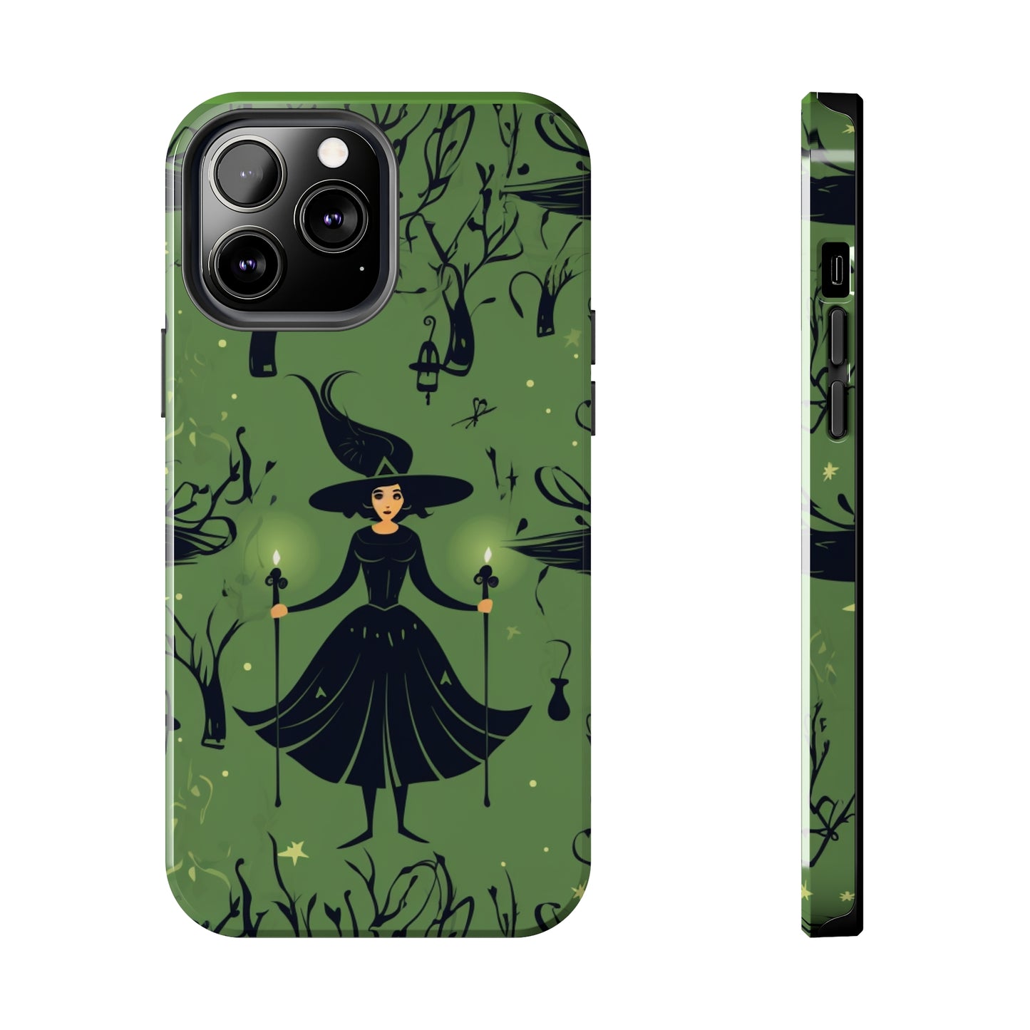 Dark Forest Witch Tough iPhone Cases | Green Witch Protective Phone Case | Impact-Resisant, Shock Absorbing | iPhone 15 All Models | Premium