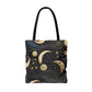 Starry Celestial Moon Tote Bag | Aesthetic Abstract Design, Midnight Moon in the Night Sky | Space, Stars, Planets, Galaxies | Astronomy