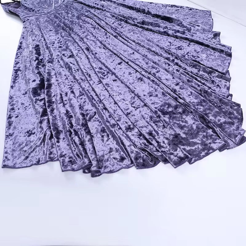 Elegant Goth Purple Velvet Dress | Gothic, Emo, Strap Sleeve Style