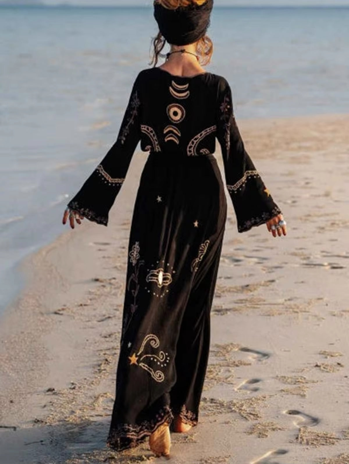 Bohemian Celestial Spiritual Moon Dress | Women’s Elegant Dress