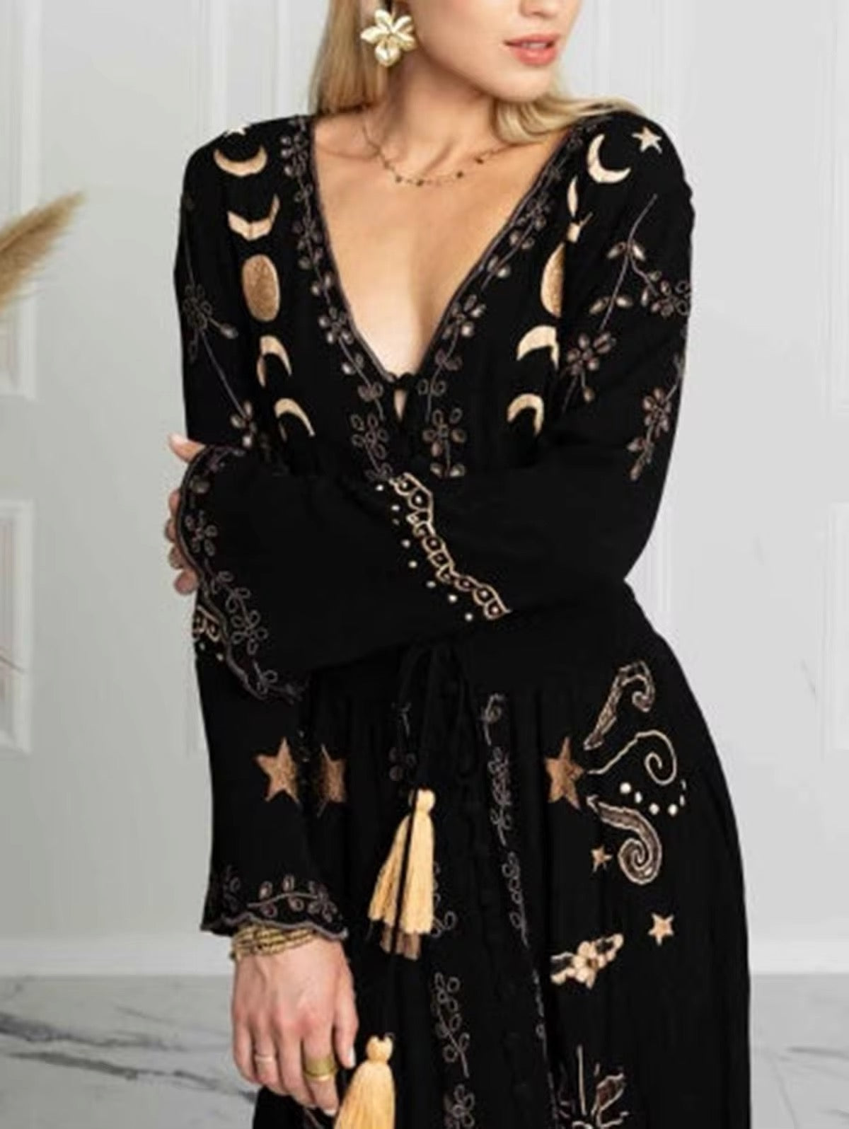 Bohemian Celestial Spiritual Moon Dress | Women’s Elegant Dress