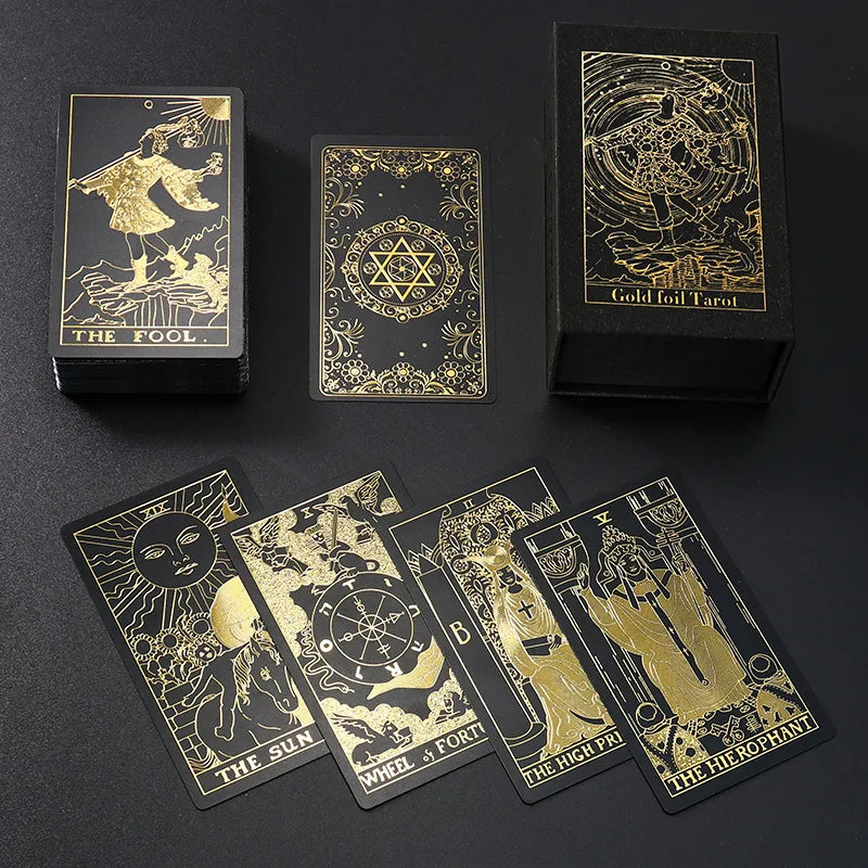 Luxury Pink Star Gold-Foil Tarot Deck | 80 Rider-Waite Cards + English Guidebook