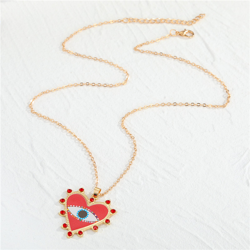 Heart-Shaped Evil Eye Pendant Necklace | Aesthetic Hamsa Protection Design