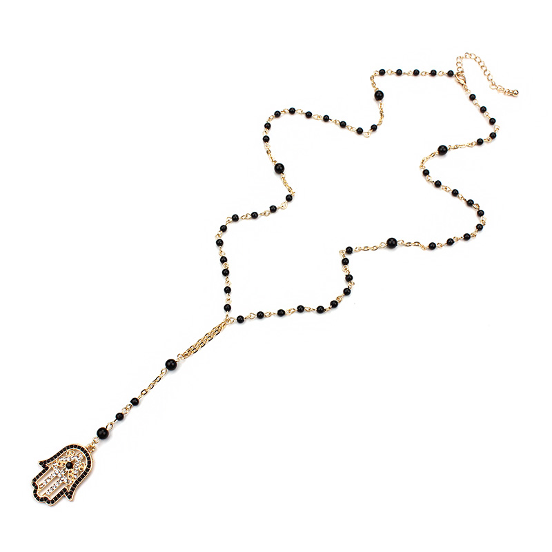 Hand of Fatima Gold Beaded - Chain Necklace | Evil Eye, Nazar Jewelry