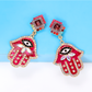 Red Hamsa Crystal Drop Earrings | Evil Eye, Nazar Jewelry