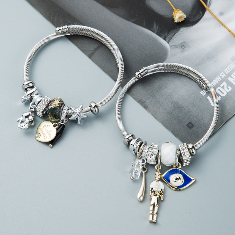 Elegant Evil Eye Charm Bracelet | Stainless Steel Hamsa Protection