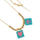 Beaded Heart and Cross Gold Necklace | Artistic Stainless Steel Jewlery