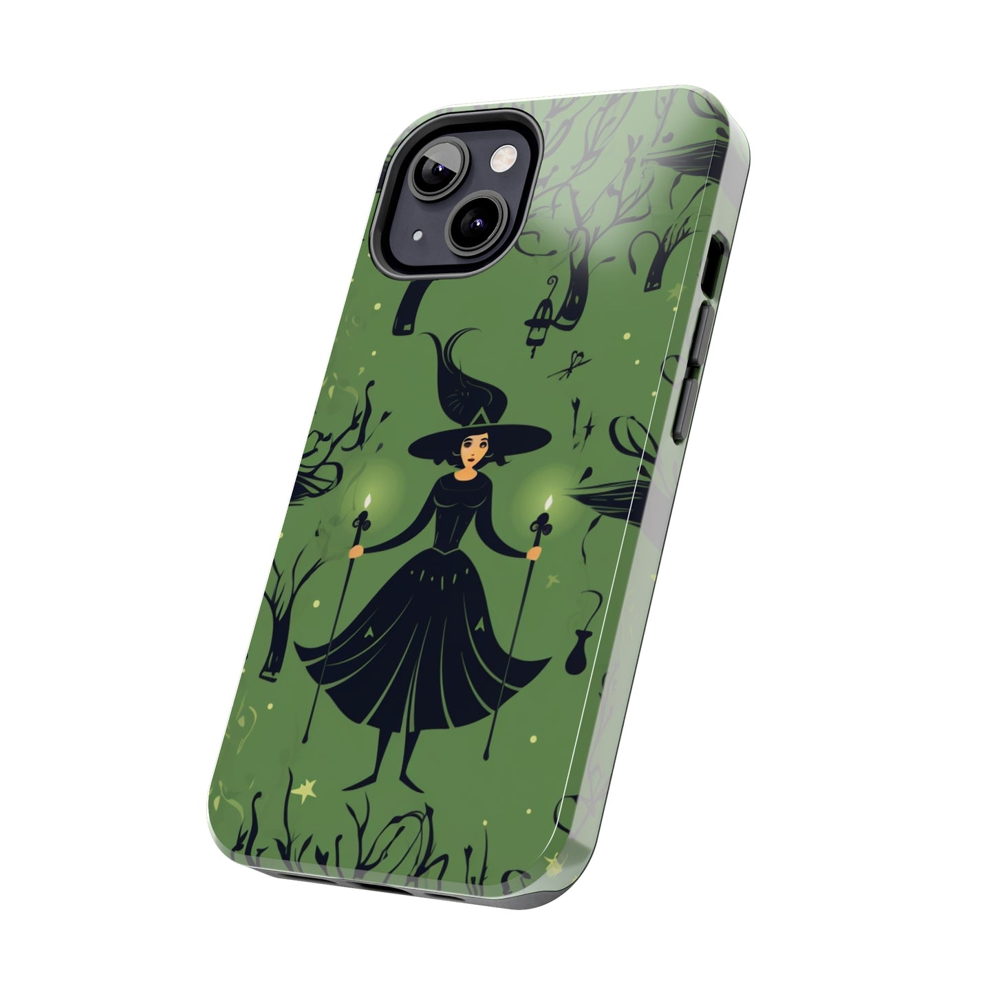 Dark Forest Witch Tough iPhone Cases | Green Witch Protective Phone Case | Impact-Resisant, Shock Absorbing | iPhone 15 All Models | Premium