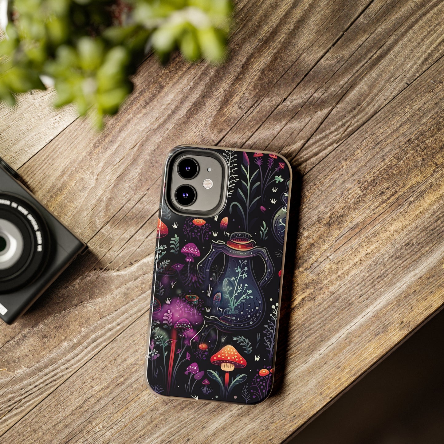 Fungi Mushroom Tough iPhone case | Witchy Dark Forest Aesthetic | Purple Foliage