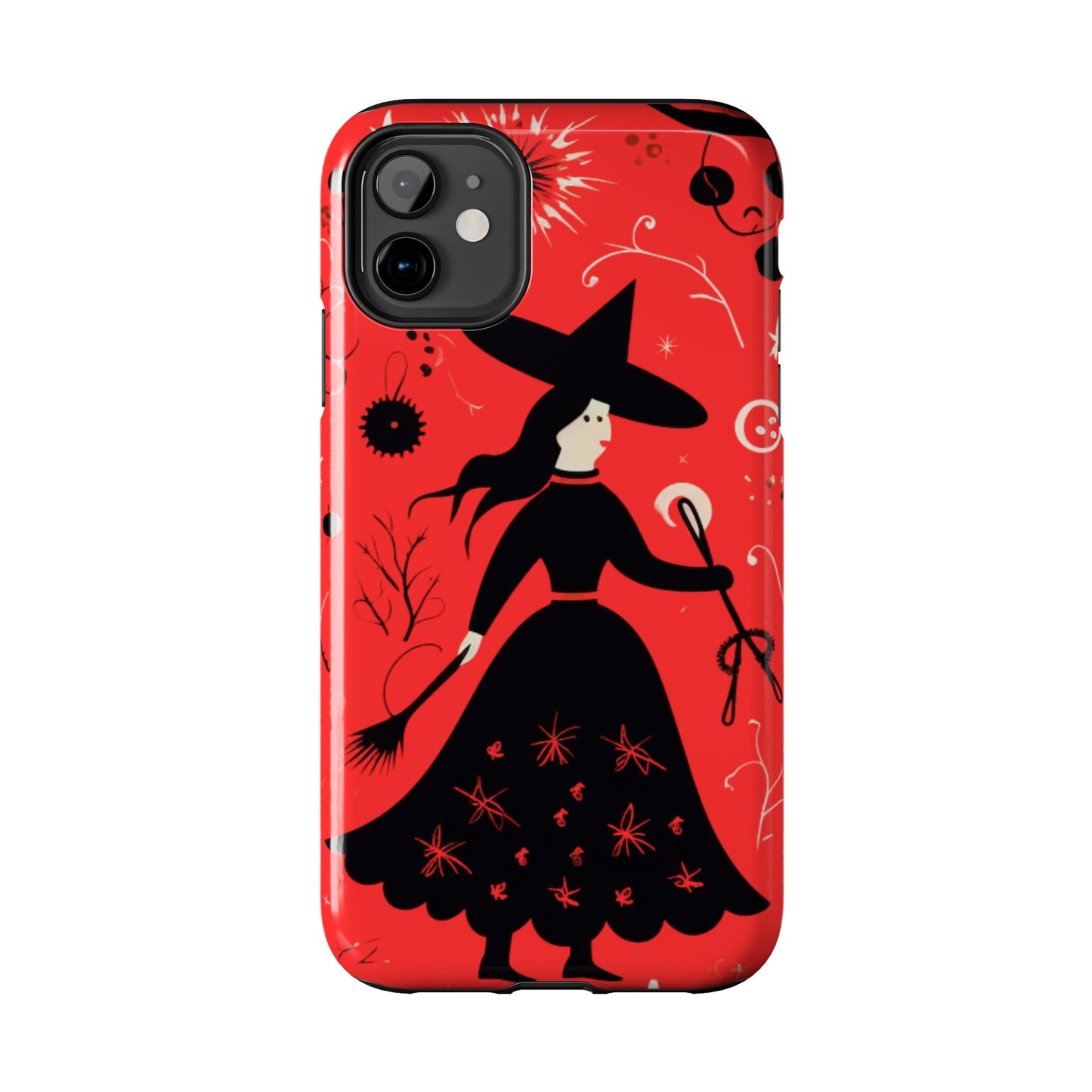 Red Dark Forest Witch Tough iPhone Cases | Abstract Witchy Protective Phone Case | Impact-Resistant, Anti-Shock | iPhone 15