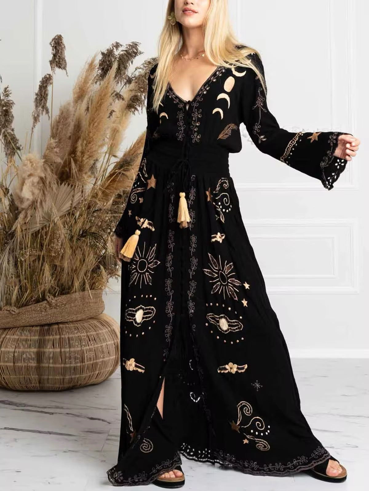 Bohemian Celestial Spiritual Moon Dress | Women’s Elegant Dress