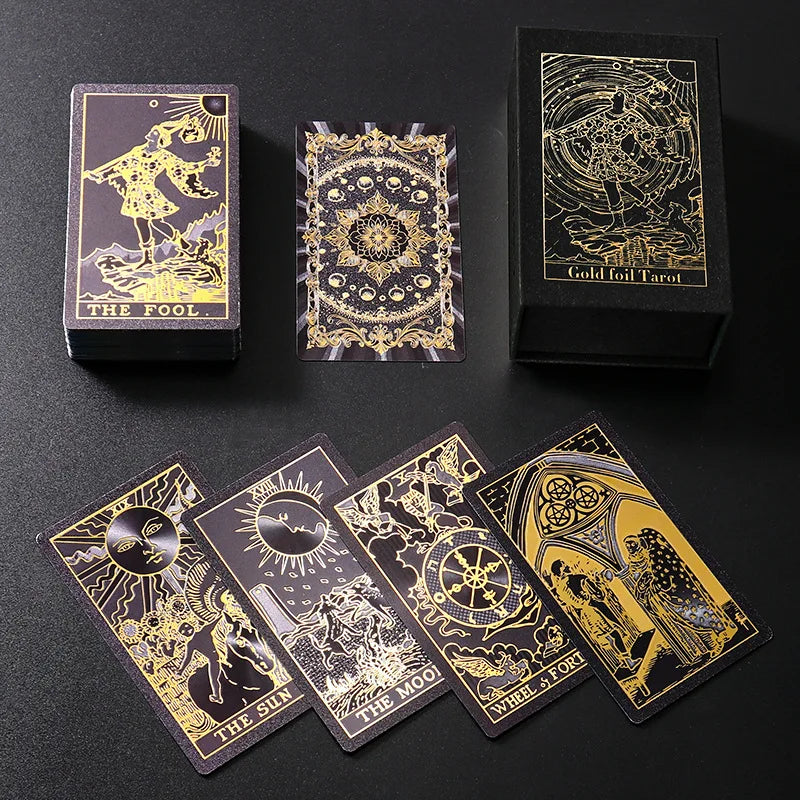 Luxury Pink Star Gold-Foil Tarot Deck | 80 Rider-Waite Cards + English Guidebook