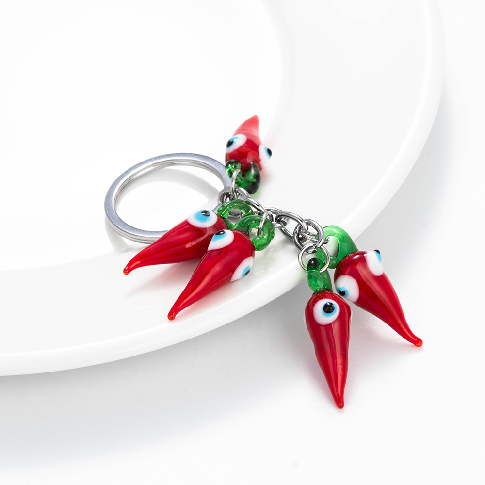 Evil Eye Spicy Red Chilli Pepper Keychain | Nazar Accessories