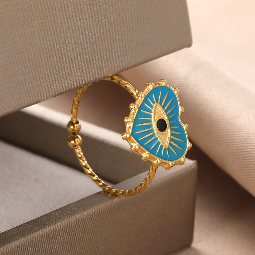 Colorful Evil Eye Heart Shaped Ring | Spiritual, Hamsa Style Jewelry