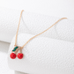 Mushroom & Cherry Necklace | Aesthetic Forest Jewelry