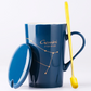 Celestial Blue Zodiac Mug with Golden Spoon | Horoscope themed Mug