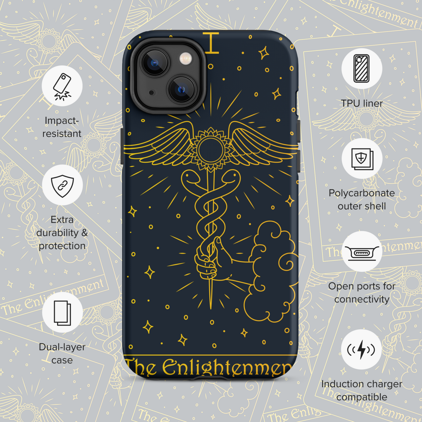 'The Enlightenment' Tarot Card Durable, Anti-Shock iPhone Case | Ace of Wands Rendition