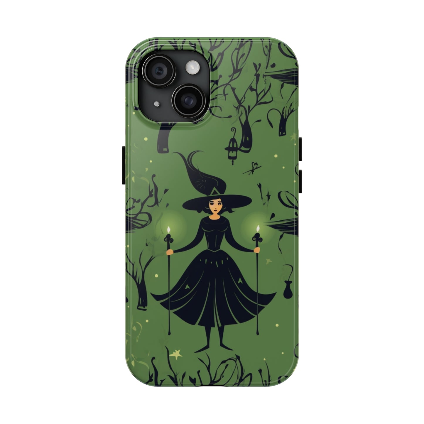 Dark Forest Witch Tough iPhone Cases | Green Witch Protective Phone Case | Impact-Resisant, Shock Absorbing | iPhone 15 All Models | Premium