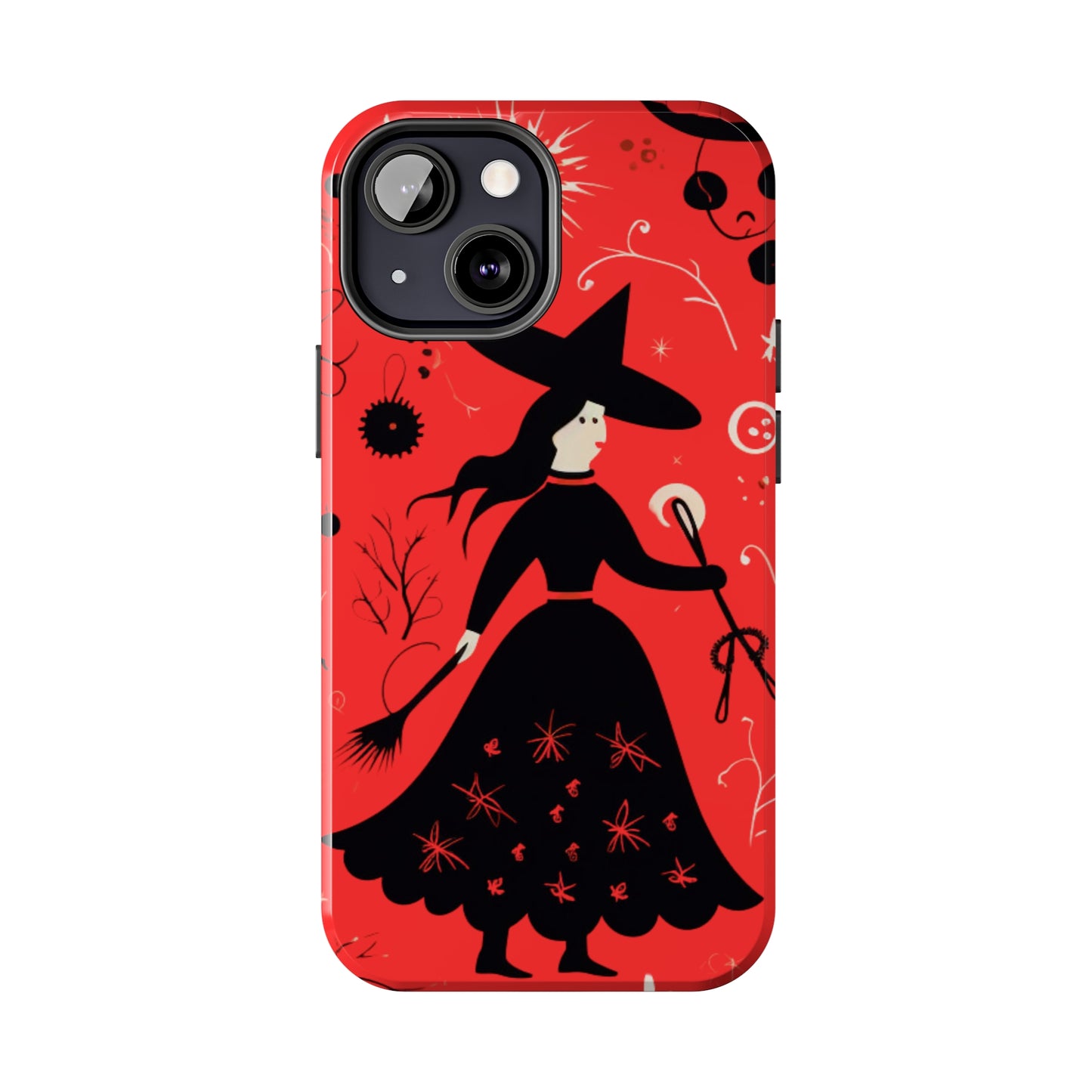 Red Dark Forest Witch Tough iPhone Cases | Abstract Witchy Protective Phone Case | Impact-Resistant, Anti-Shock | iPhone 15