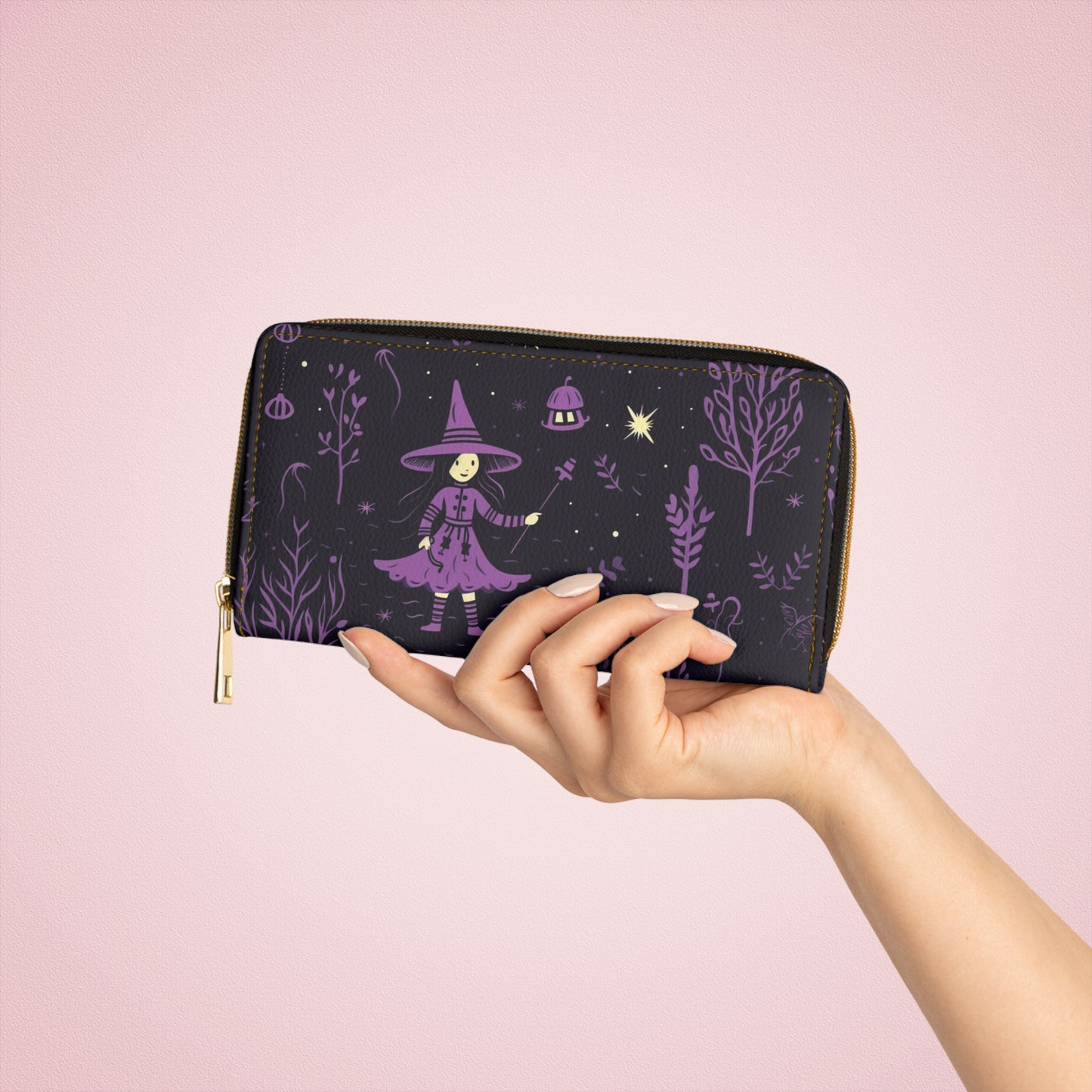 Purple Witch Zipper Wallet | Dark Forest Premium Wallet Design