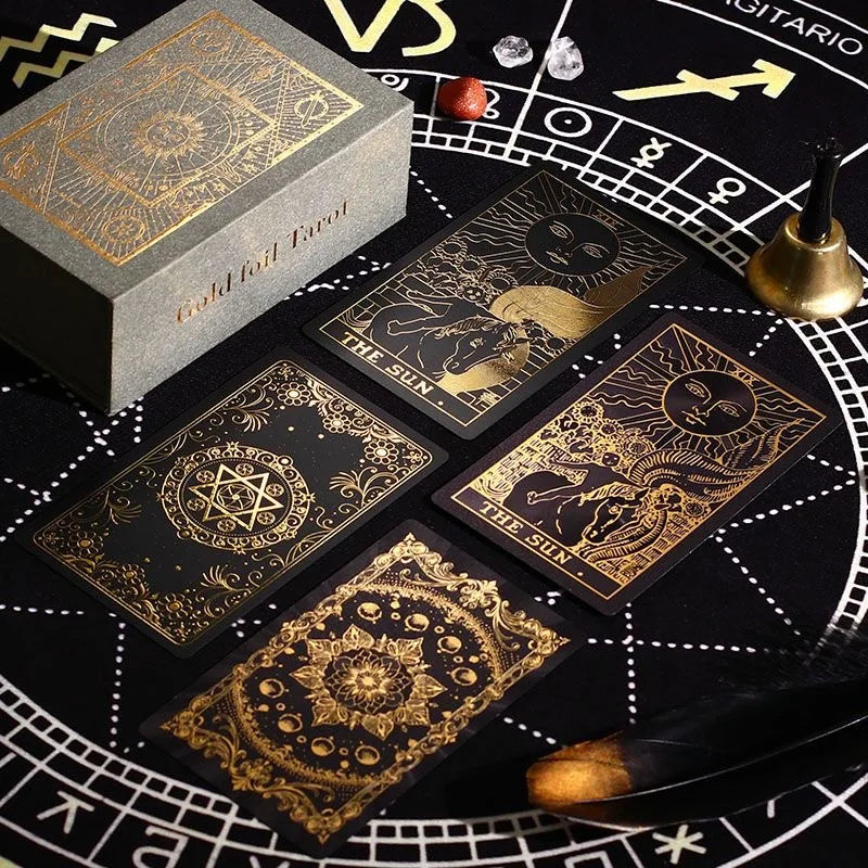 Luxury Pink Star Gold-Foil Tarot Deck | 80 Rider-Waite Cards + English Guidebook