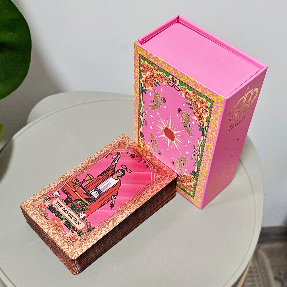 Witch's Pink Rose Crystal Tarot | 2026 Premium Rider-Waite-Smith Tarot Card Deck