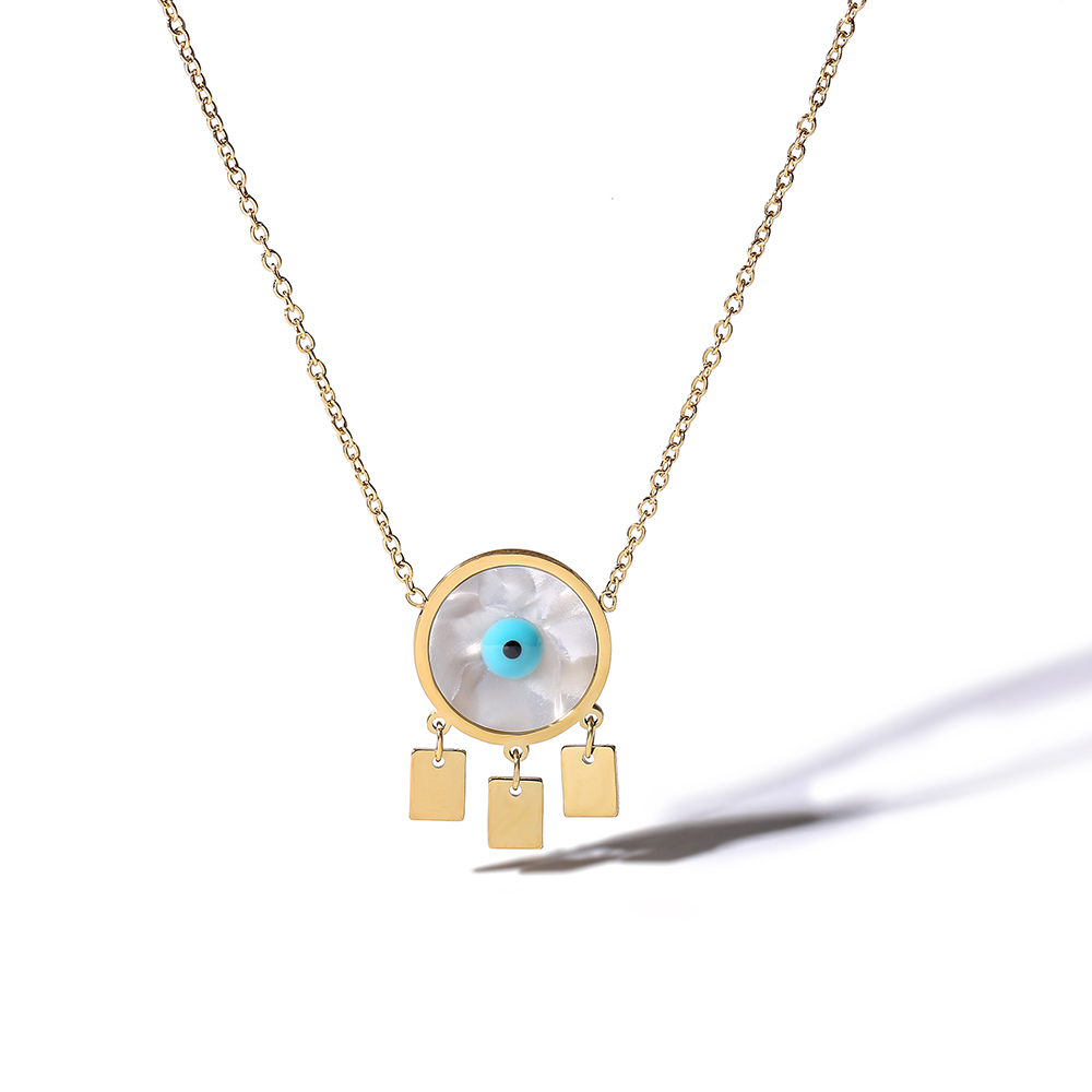 Gold Evil Eye Drop Necklace | Enamel Jewelry with Hearts