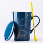 Celestial Blue Zodiac Mug with Golden Spoon | Horoscope themed Mug