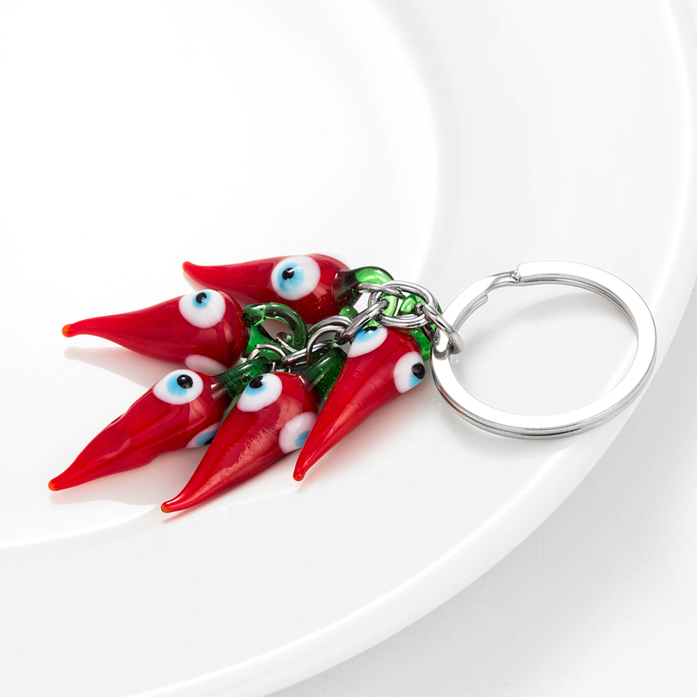 Evil Eye Spicy Red Chilli Pepper Keychain | Nazar Accessories