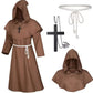 Priest Cosplay Costume Set | Cross Necklace, Rope Belt | Red, Black, Brown, Grey