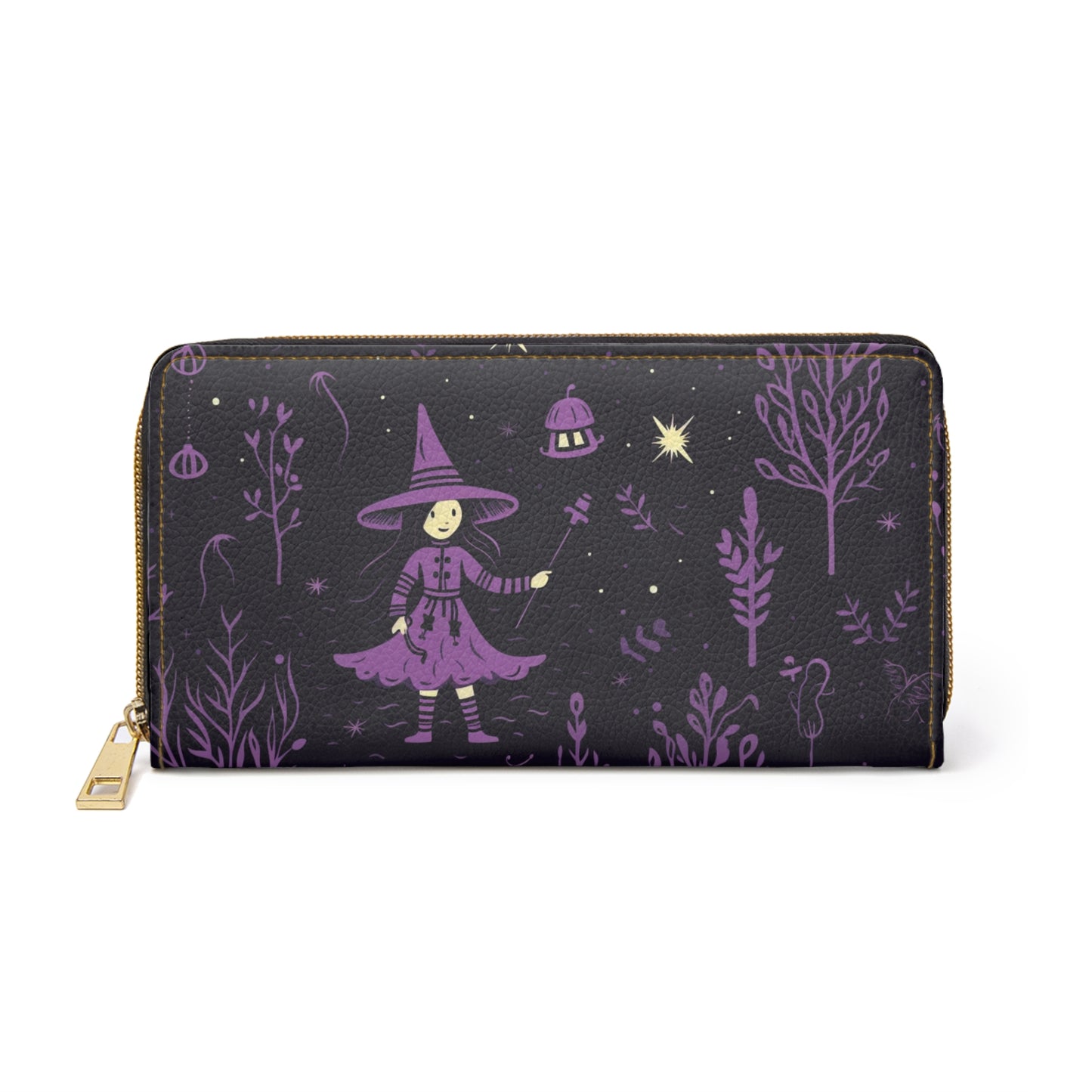 Purple Witch Zipper Wallet | Dark Forest Premium Wallet Design