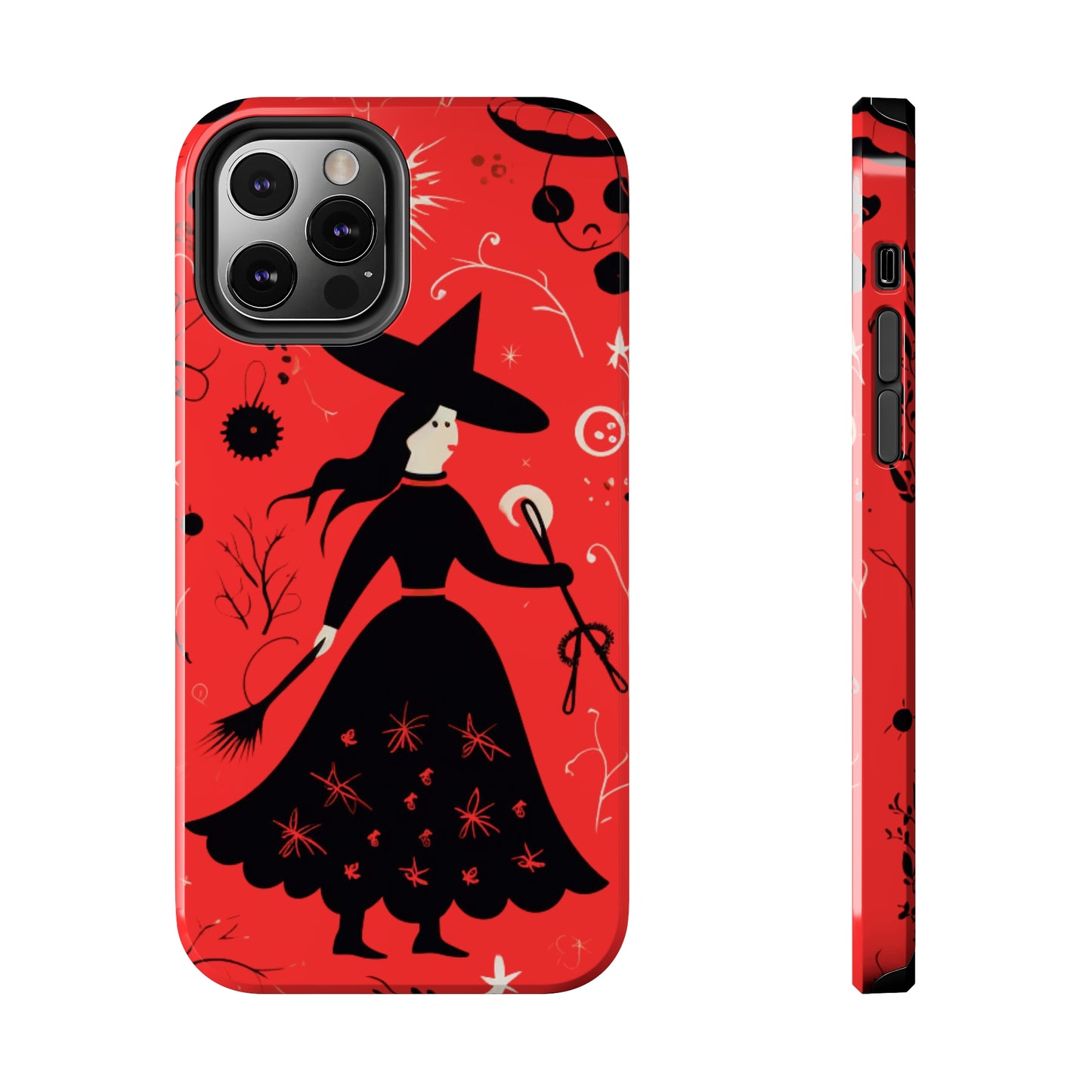 Red Dark Forest Witch Tough iPhone Cases | Abstract Witchy Protective Phone Case | Impact-Resistant, Anti-Shock | iPhone 15